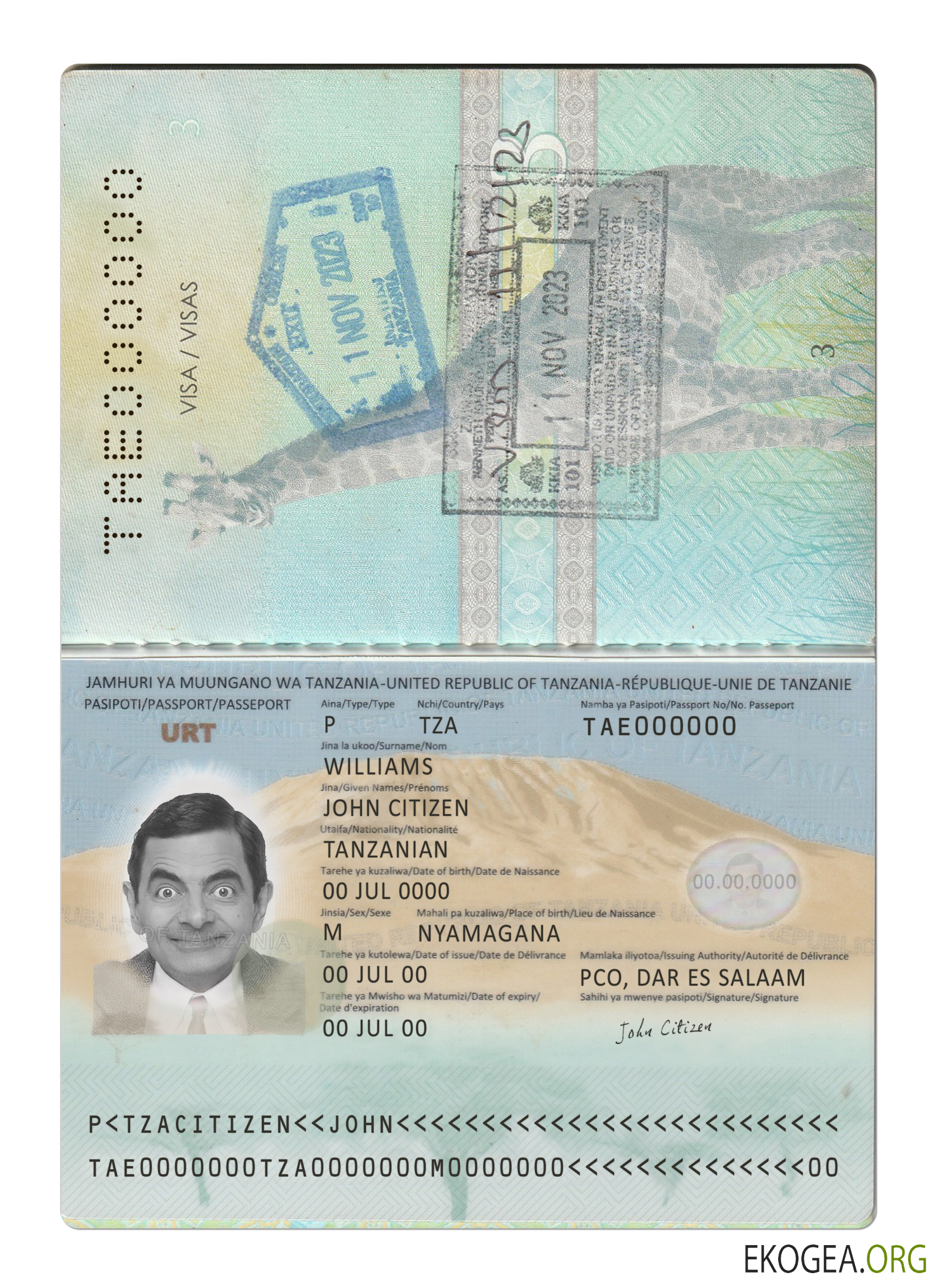 Passeport tanzanien nouveau 2019 présent